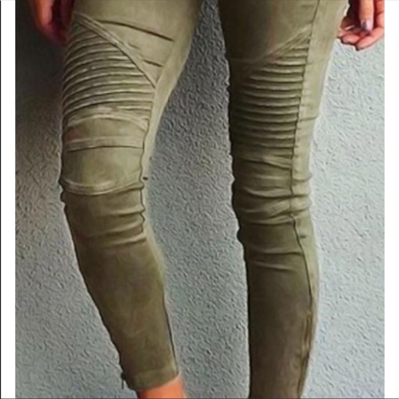 Olive Moto Leggings - Picture 2 of 4